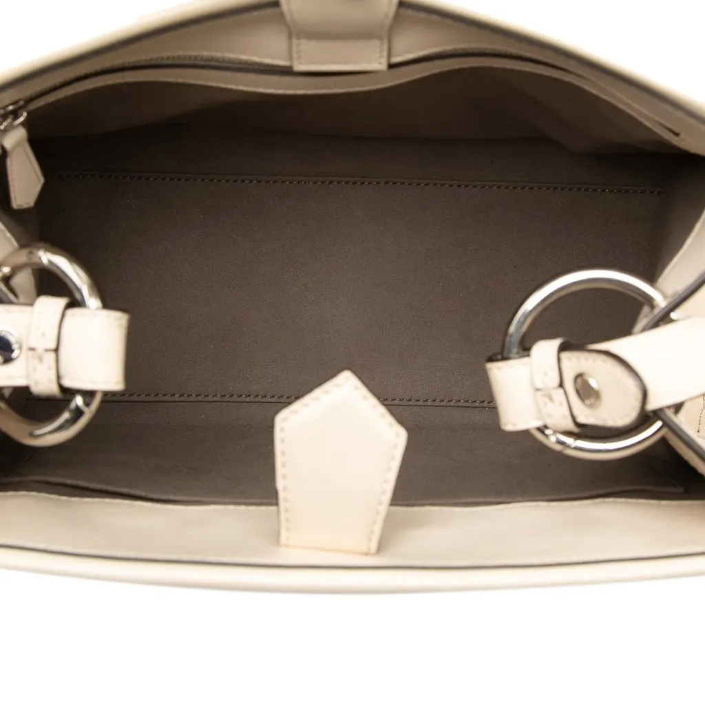 Fendi Small Bicolor Calfskin Whipstitch Runway Satchel Brown Leather Very good - Model View