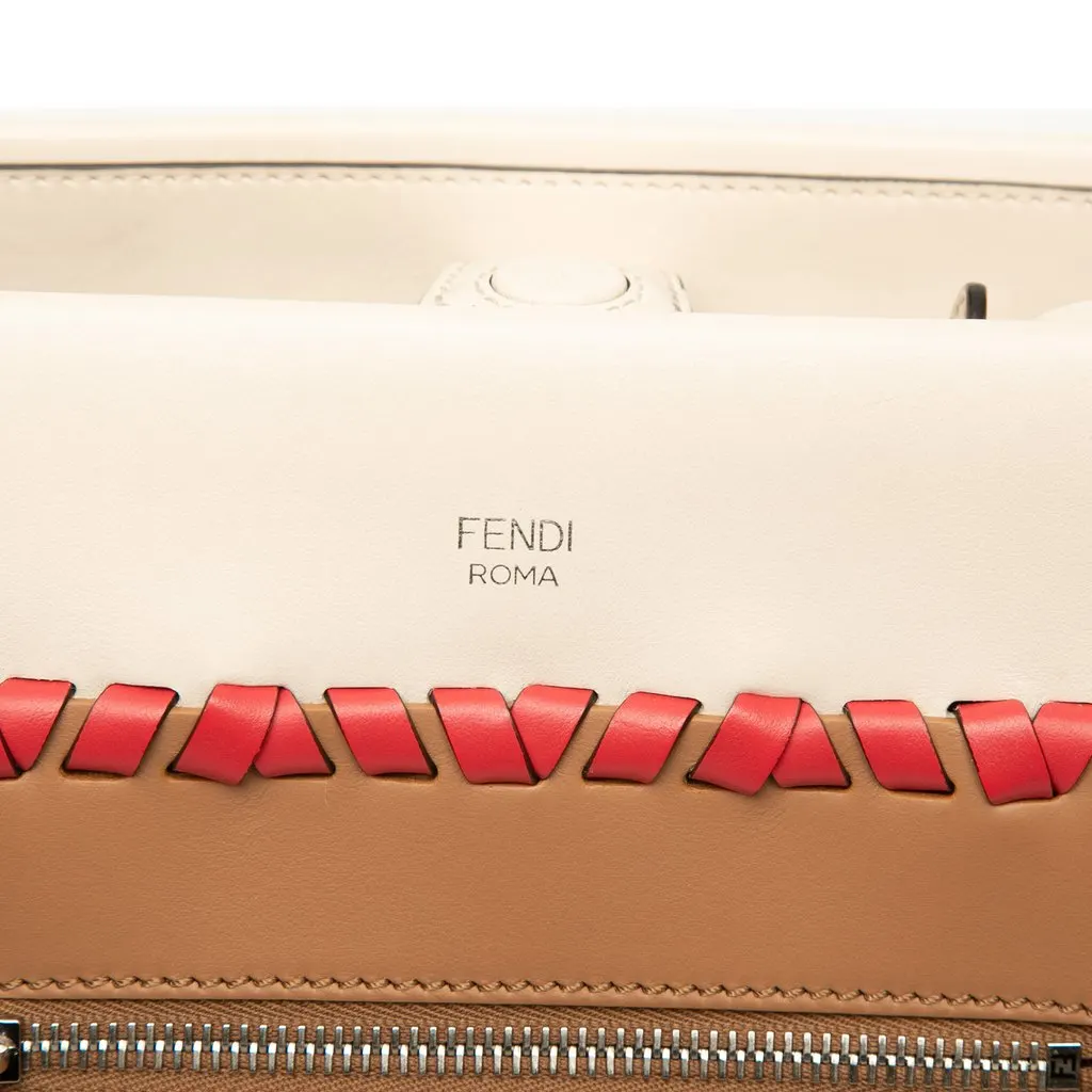 Fendi Small Bicolor Calfskin Whipstitch Runway Satchel Brown Leather Very good - Box View