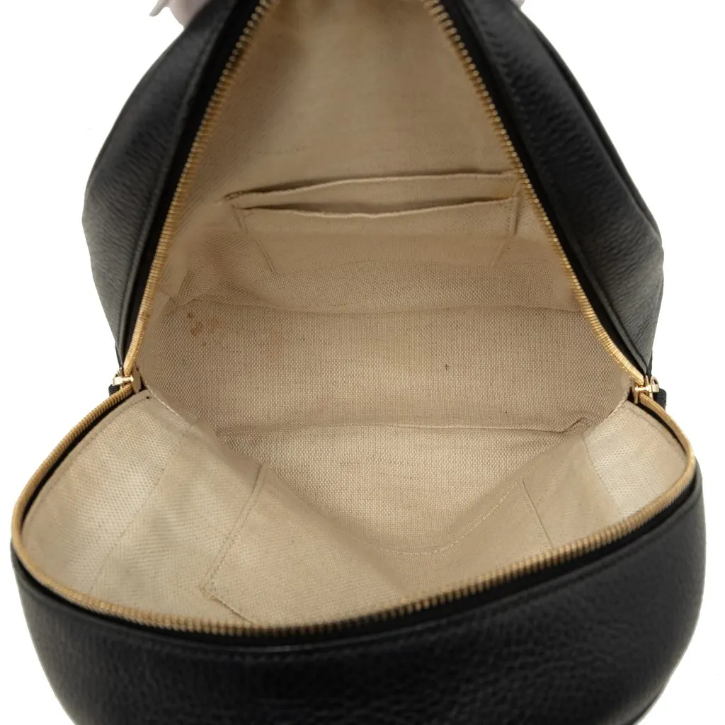Gucci Pebbled Calfskin Soho Chain Backpack Black Leather Good - Model View