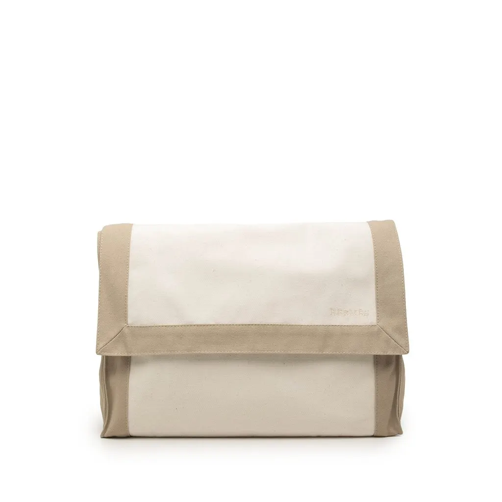 Hermès Bicolor Canvas Tapis de Selle Clutch Brown Good - Front View