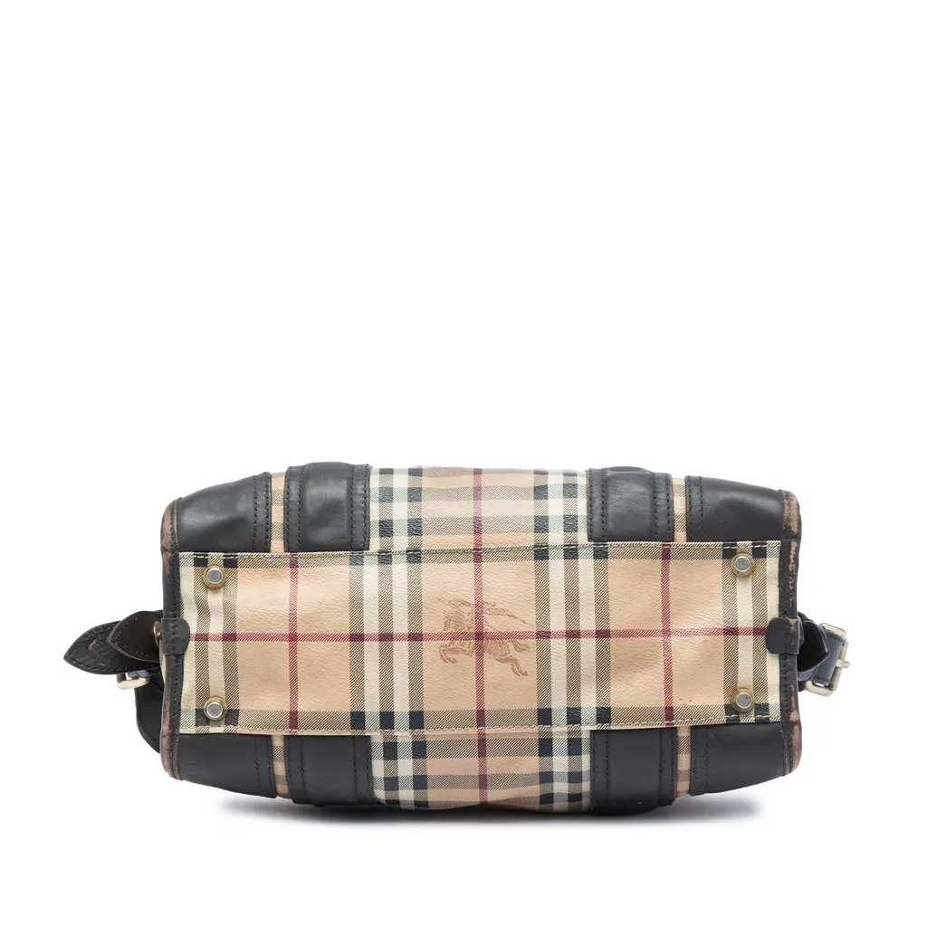 Burberry Haymarket Check Coated Canvas Minford Portrait Satchel Beige Good - Inside View