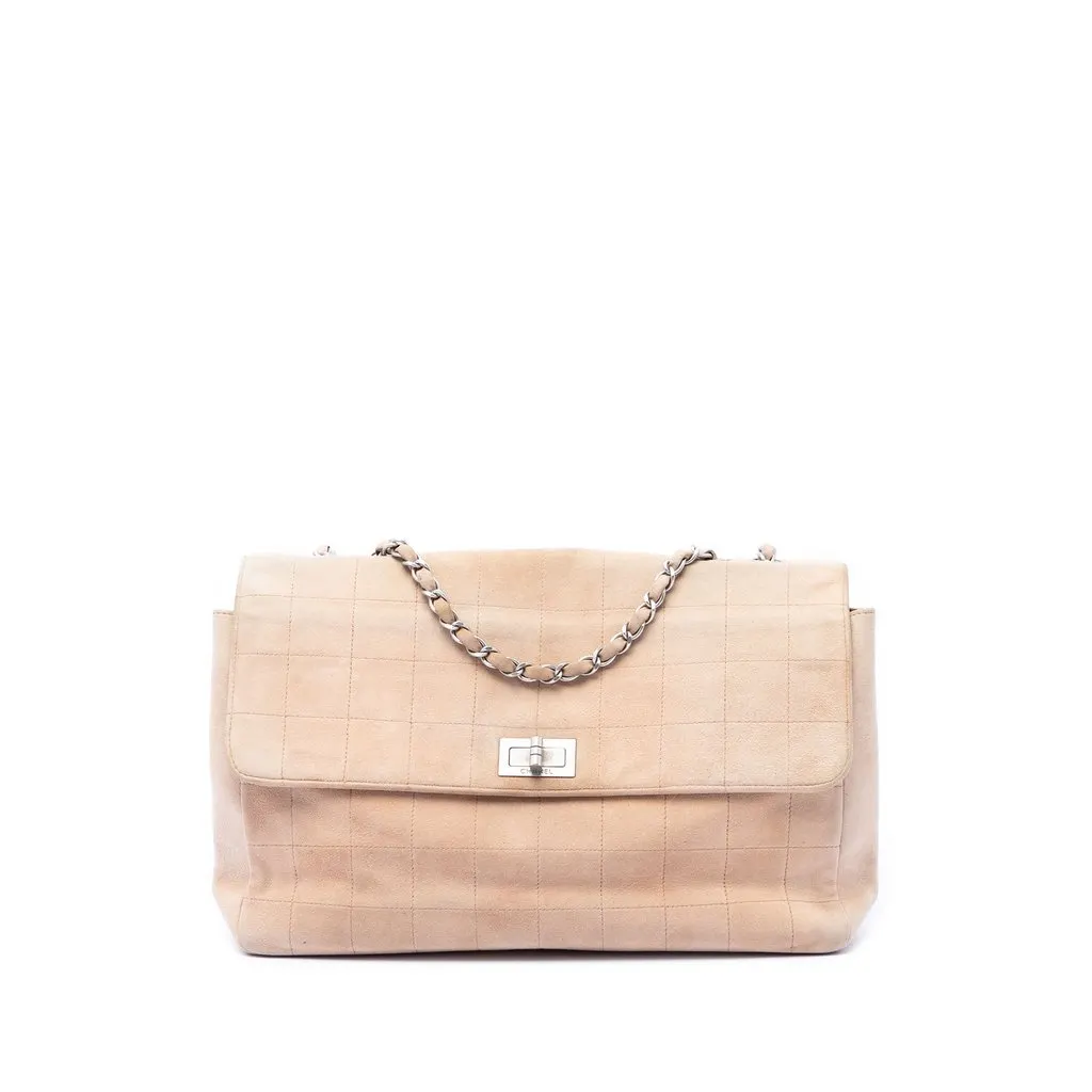 Chanel Choco Bar Suede Mademoiselle Turnlock Flap Brown Leather Very good - Front View