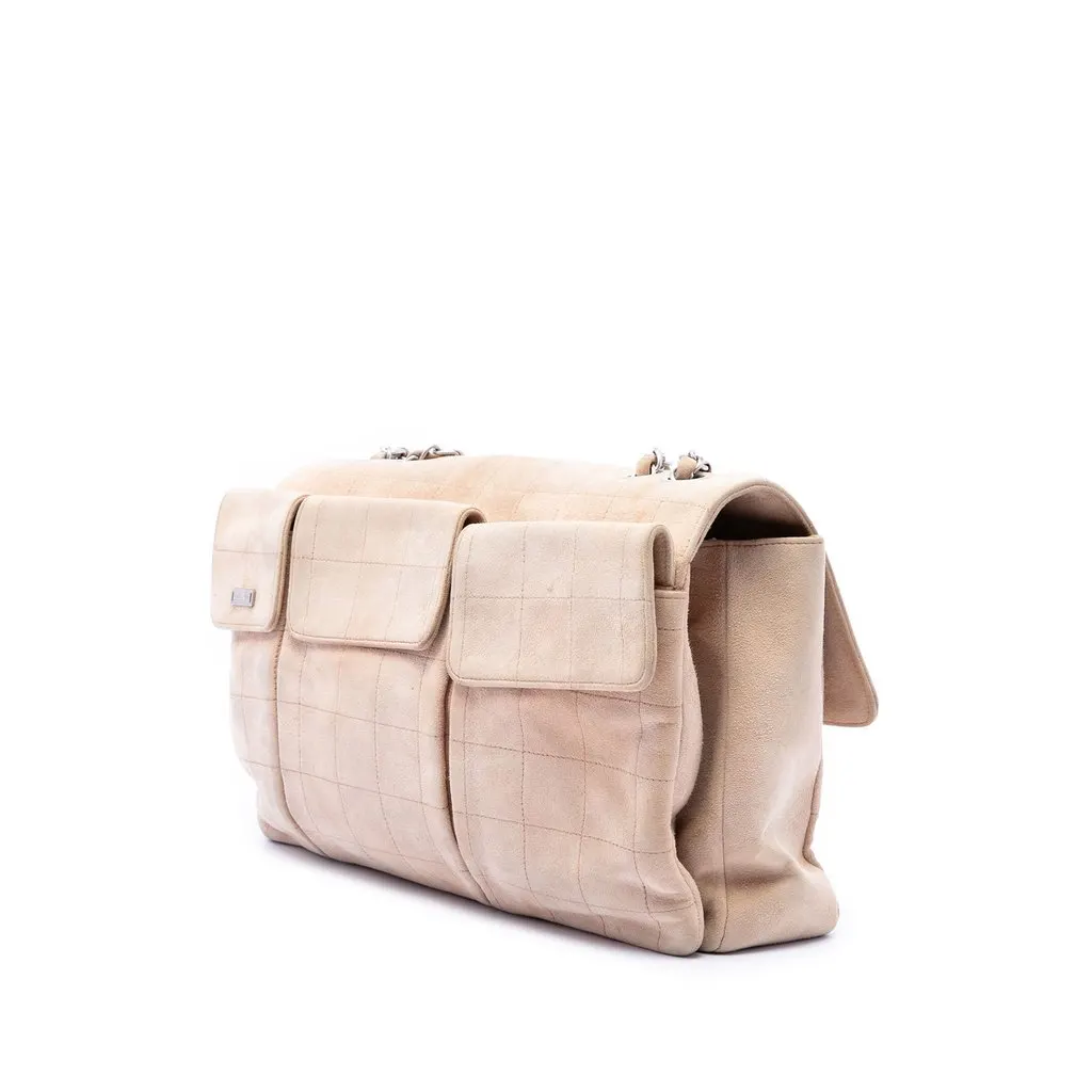 Chanel Choco Bar Suede Mademoiselle Turnlock Flap Brown Leather Very good - Back View