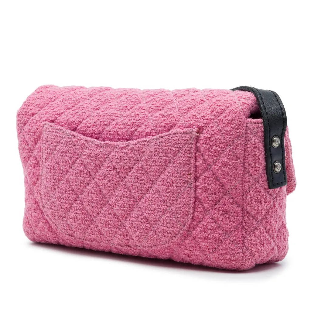 Chanel Small Quilted Tweed Reissue 2.55 Easy Messenger Flap Pink Tweed Very good - Back View