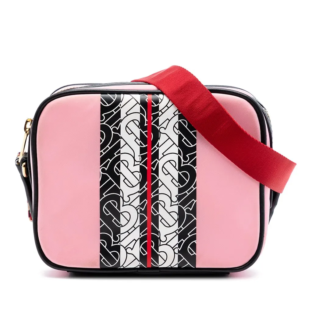 Burberry TB Monogram Nylon Stripe Kids Camera Bag Pink Very good - Front View