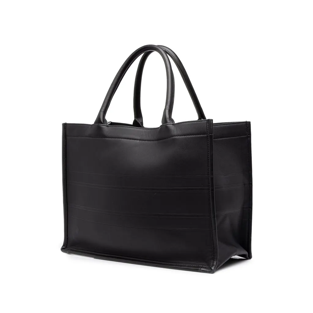 Dior Medium Embossed Leather Book Tote Black Leather Very good - Back View