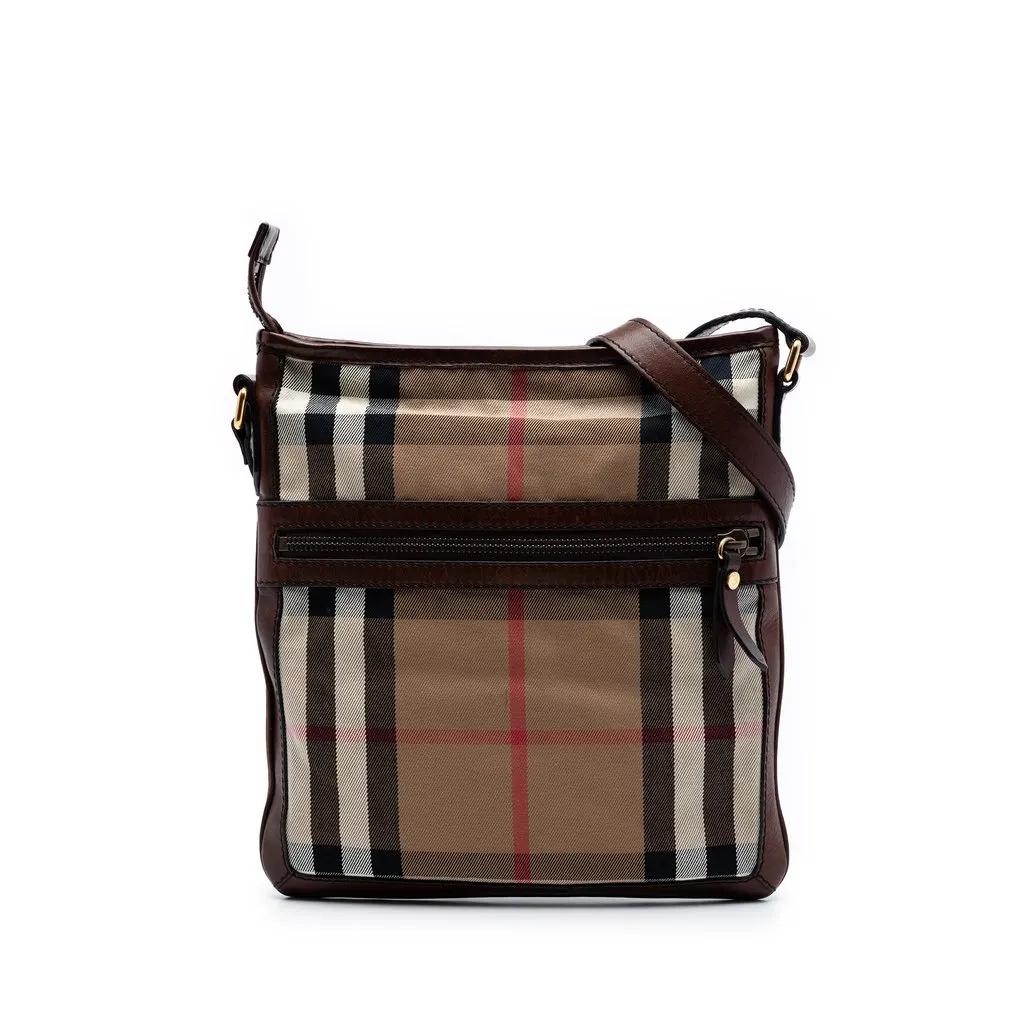 Burberry Exploded Check Canvas Crossbody Beige Good - Front View