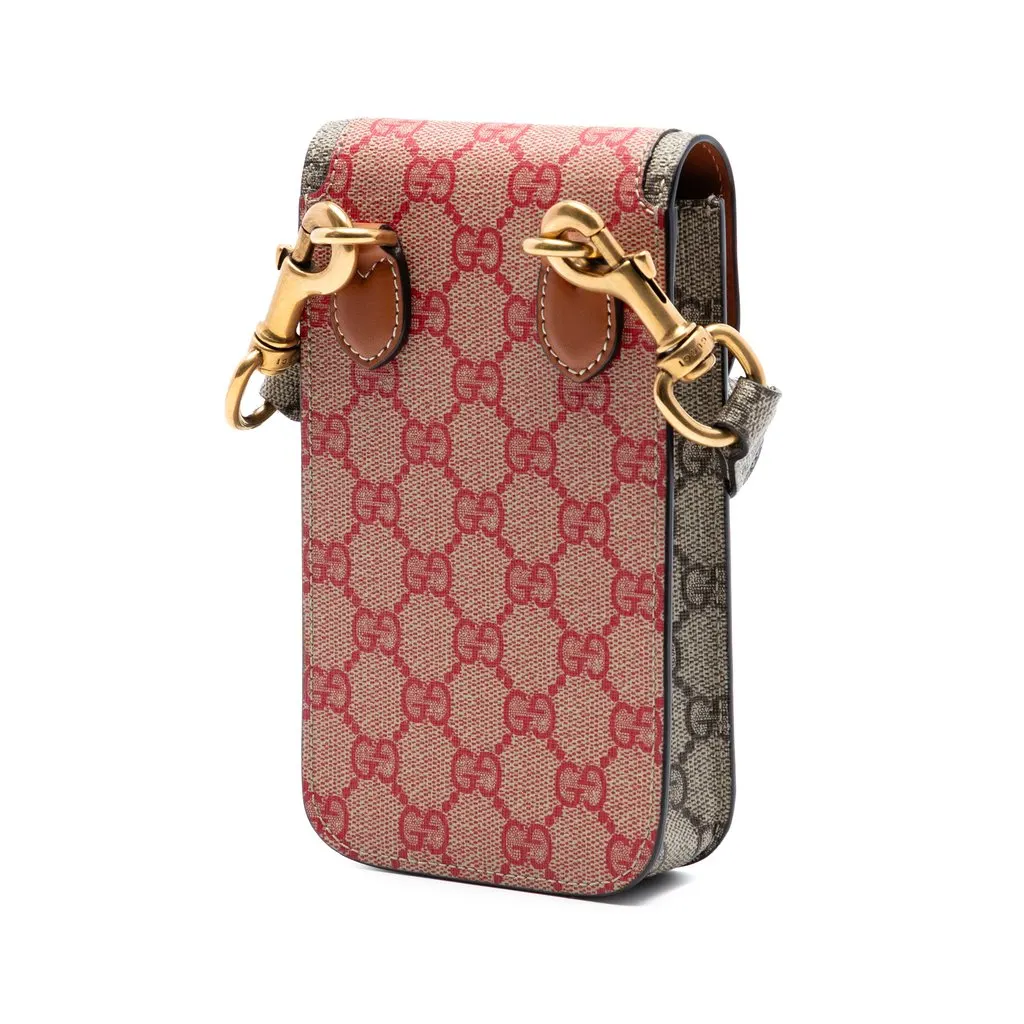 Gucci Dans Le Vert GG Supreme Web Phone Holder Crossbody Red Very good - Back View