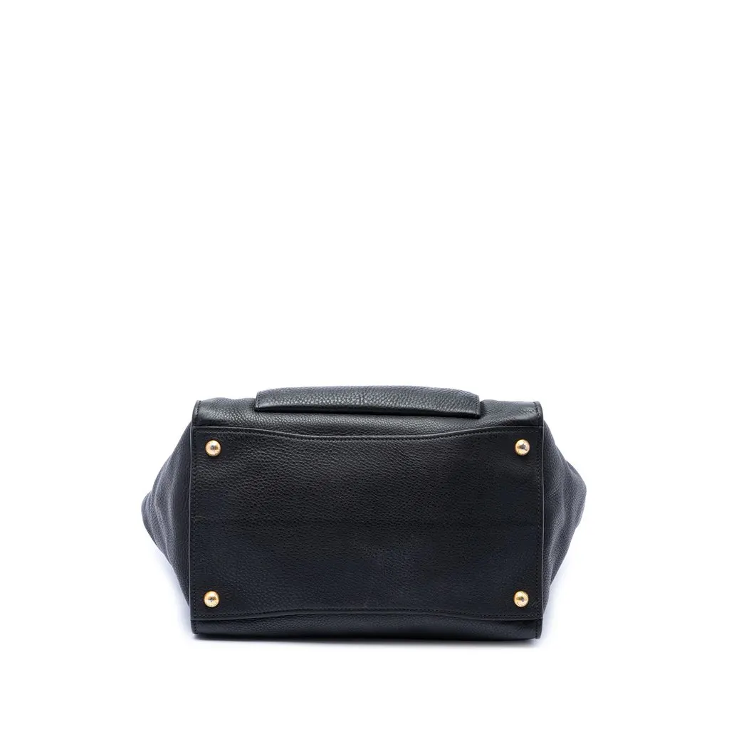 Prada Vitello Daino Front Pocket Open Convertible Tote Black Leather Good - Inside View