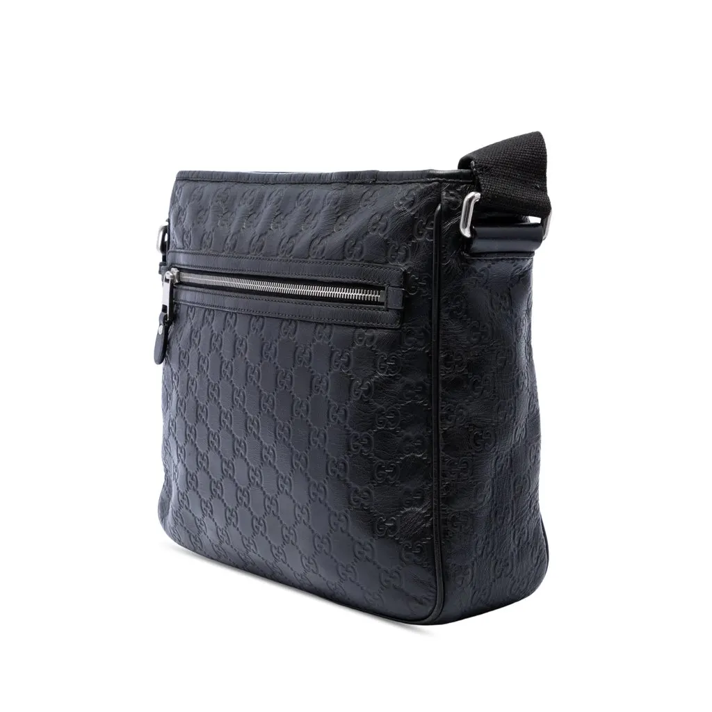 Gucci Guccissima Web Crossbody Black Leather Very good - Back View