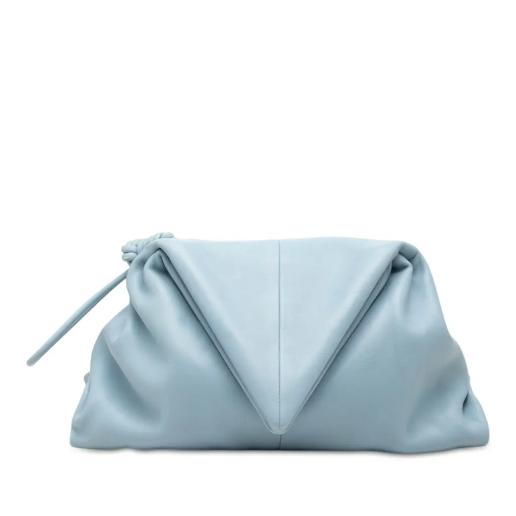 Bottega Veneta Leather BV Trine Angular Clutch Blue Leather Very good - Front View