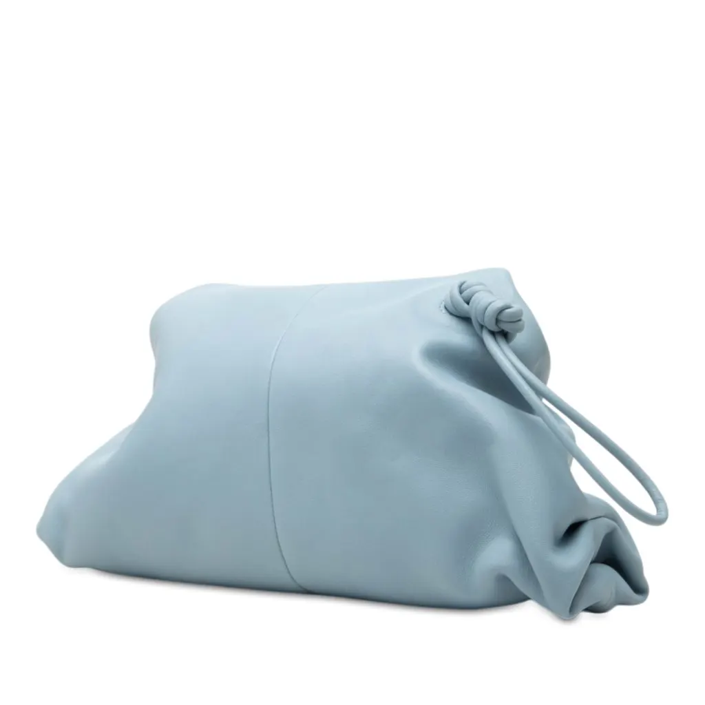 Bottega Veneta Leather BV Trine Angular Clutch Blue Leather Very good - Back View
