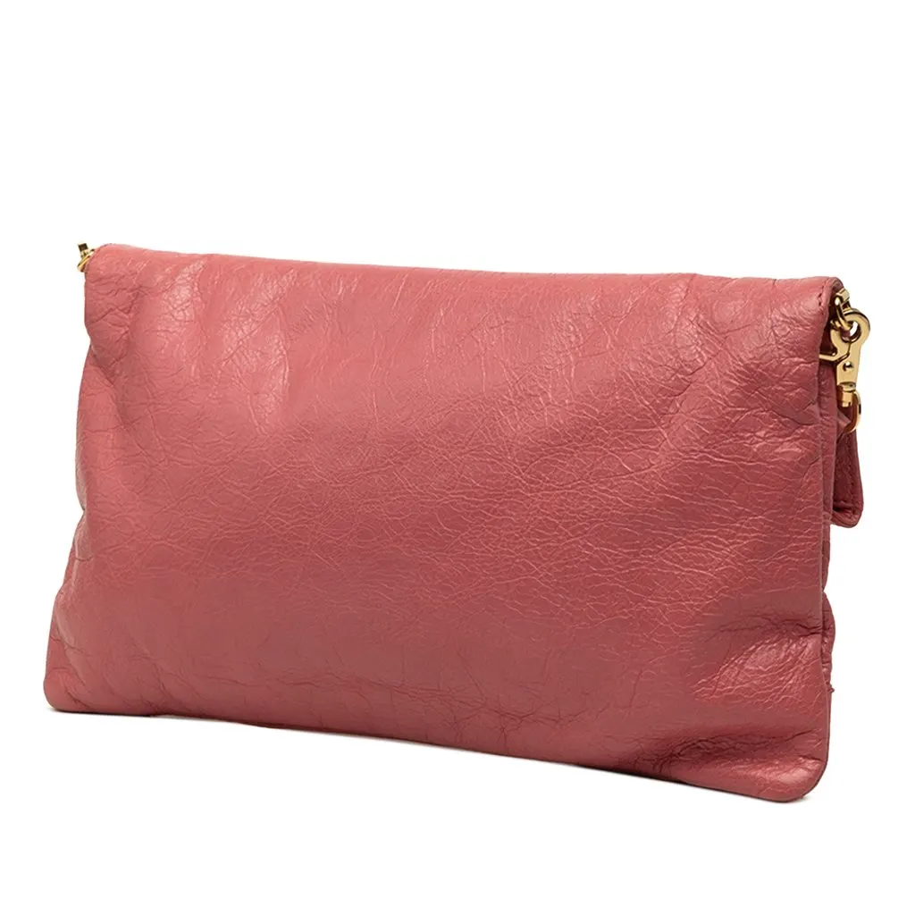 Balenciaga Lambskin Motocross Giant 12 Envelope Clutch With Strap Pink Leather Very good - Back View