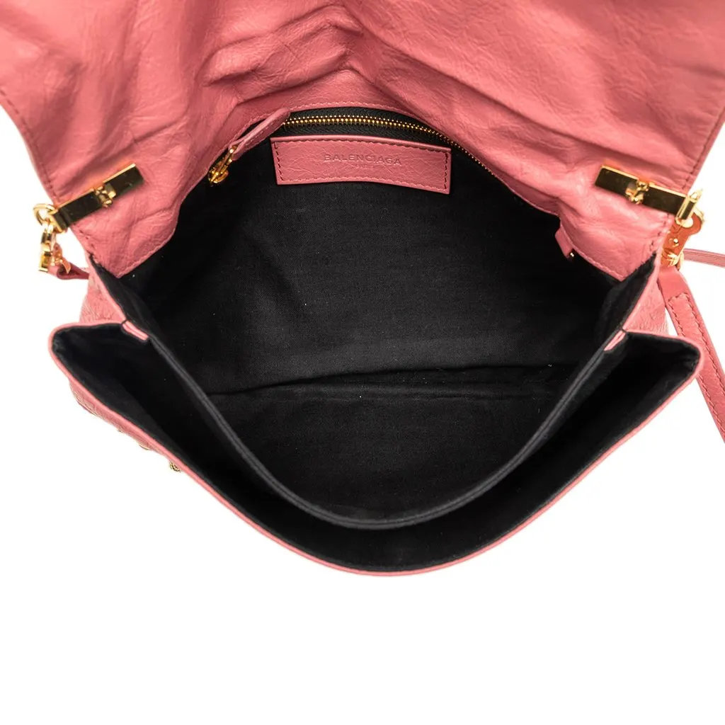 Balenciaga Lambskin Motocross Giant 12 Envelope Clutch With Strap Pink Leather Very good - Model View