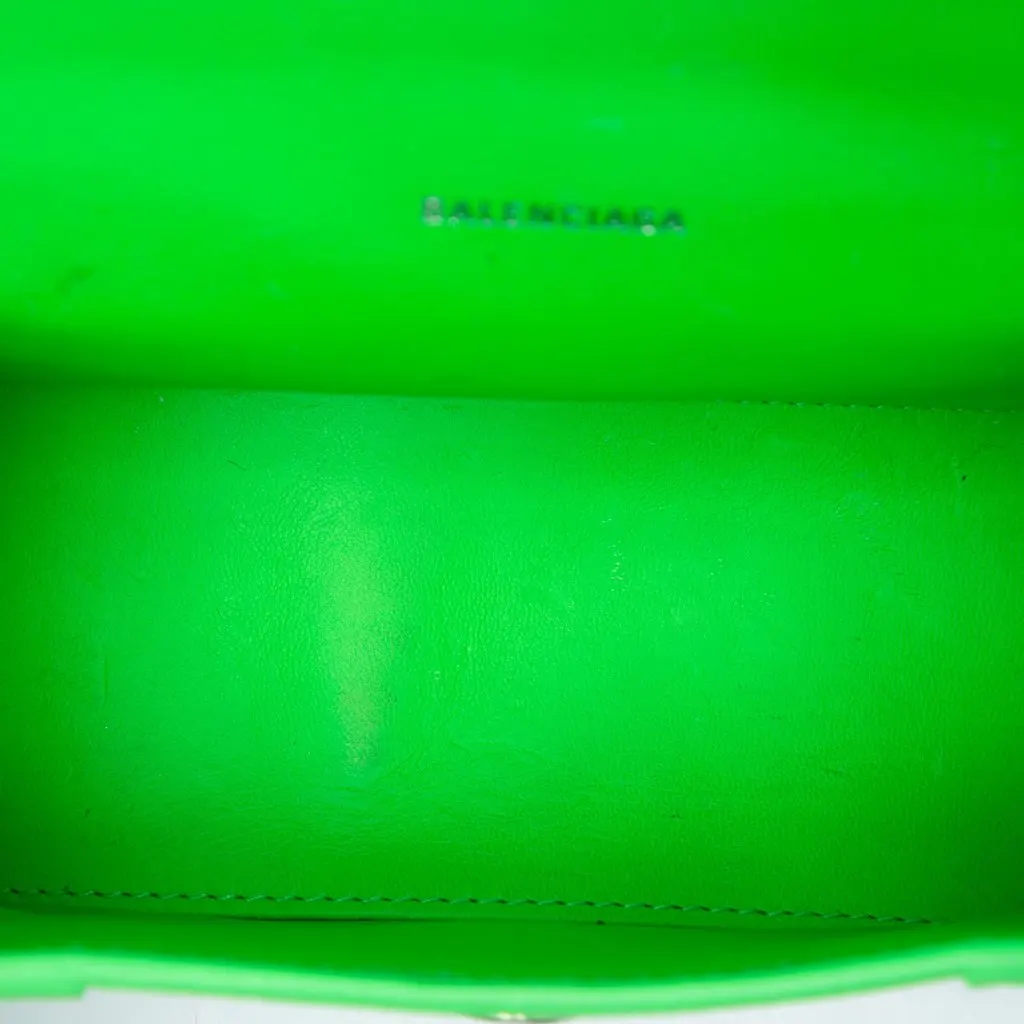 Balenciaga Croc Embossed Calfskin Hourglass Top Handle Bag XS Green Leather Very good - Model View