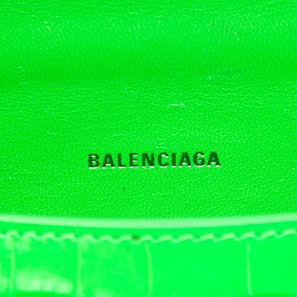 Balenciaga Croc Embossed Calfskin Hourglass Top Handle Bag XS Green Leather Very good - Box View