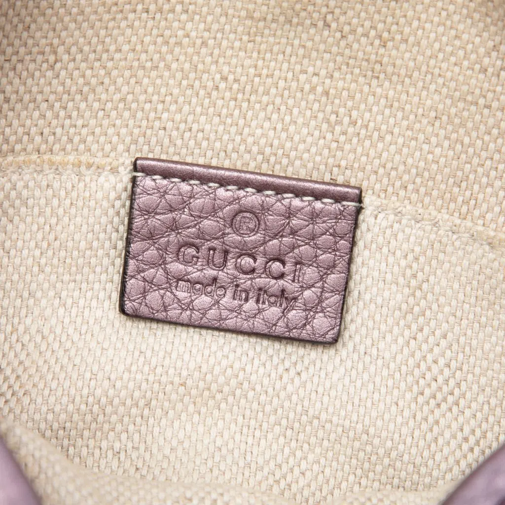 Gucci Mini Metallic Pebbled Calfskin Soho Chain Crossbody Purple Leather Good - Box View