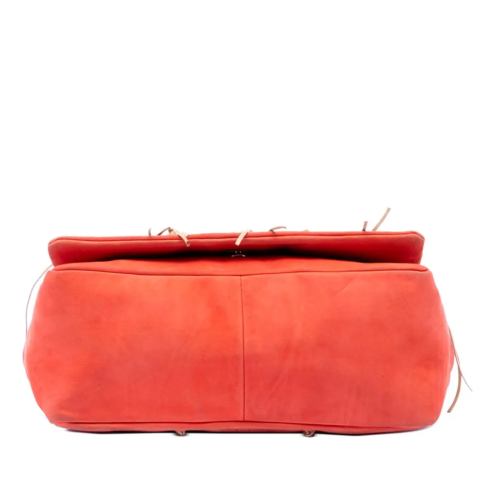 Chanel Laser Cut Fringe Suede Flap Orange Leather Very good - Inside View