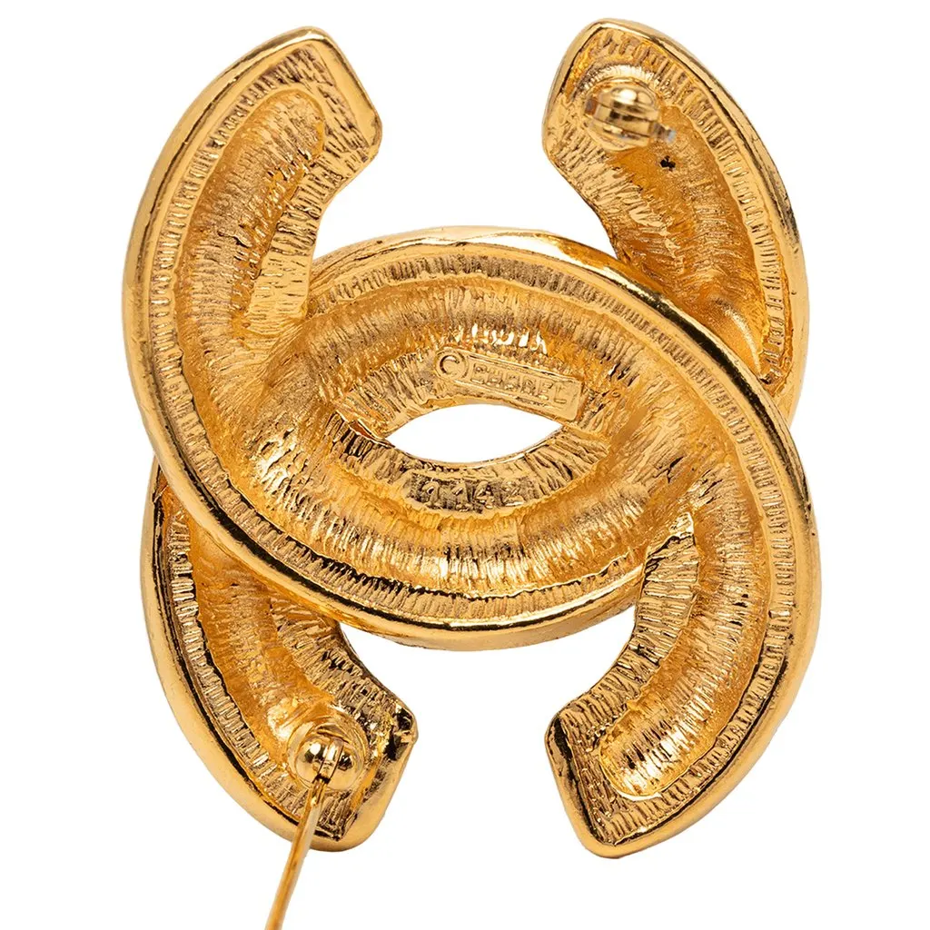 Chanel CC Gold Plated Quilted Brooch Gold Metal Very good - Inside View