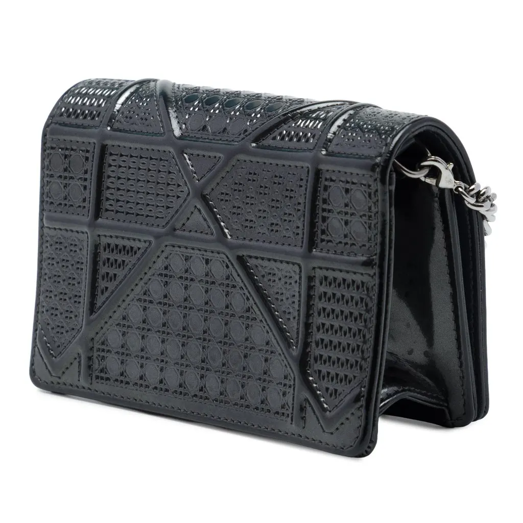 Dior Baby Metallic Patent Microcannage Diorama Flap Black Leather Very good - Back View