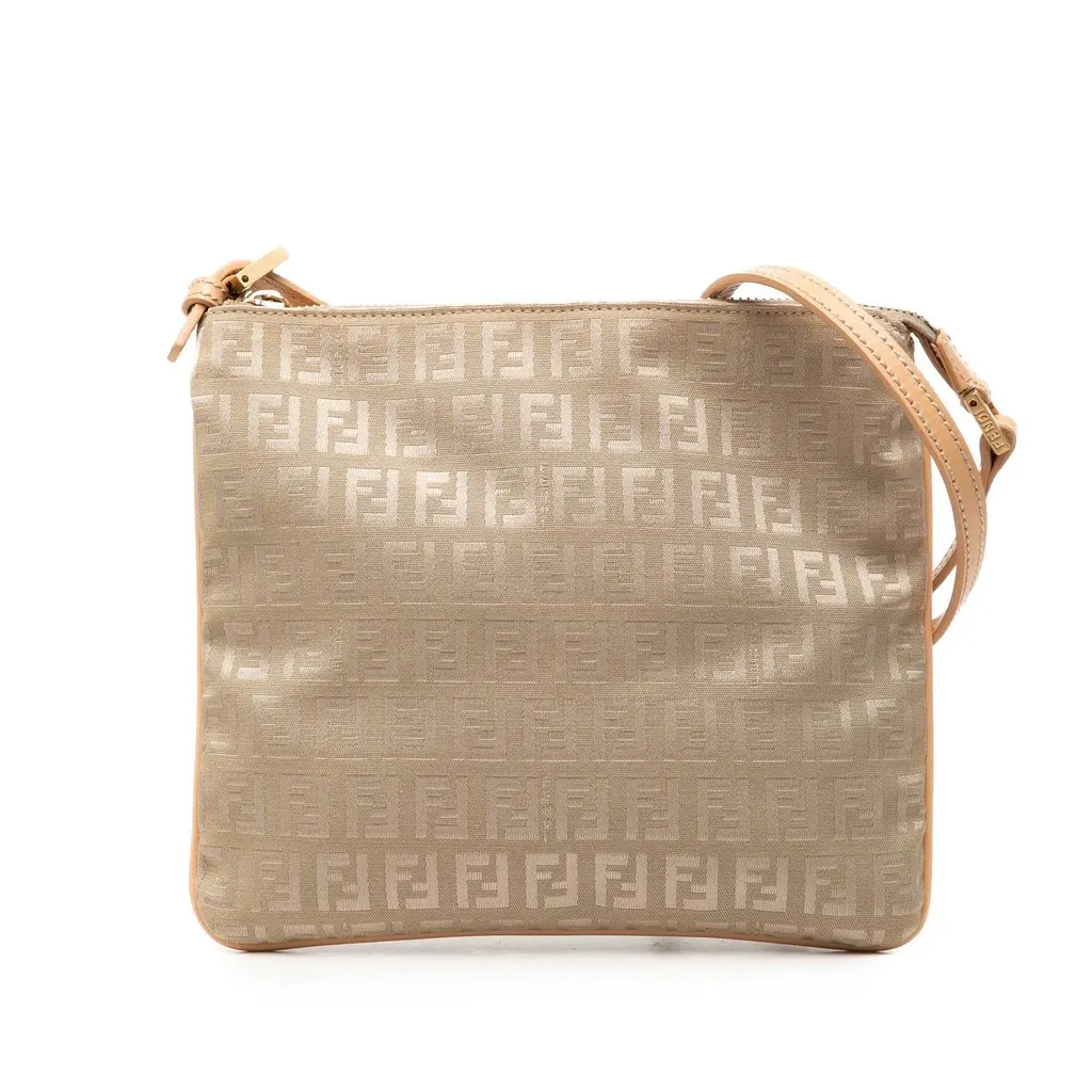Fendi Zucchino Canvas Crossbody Beige Very good - Front View