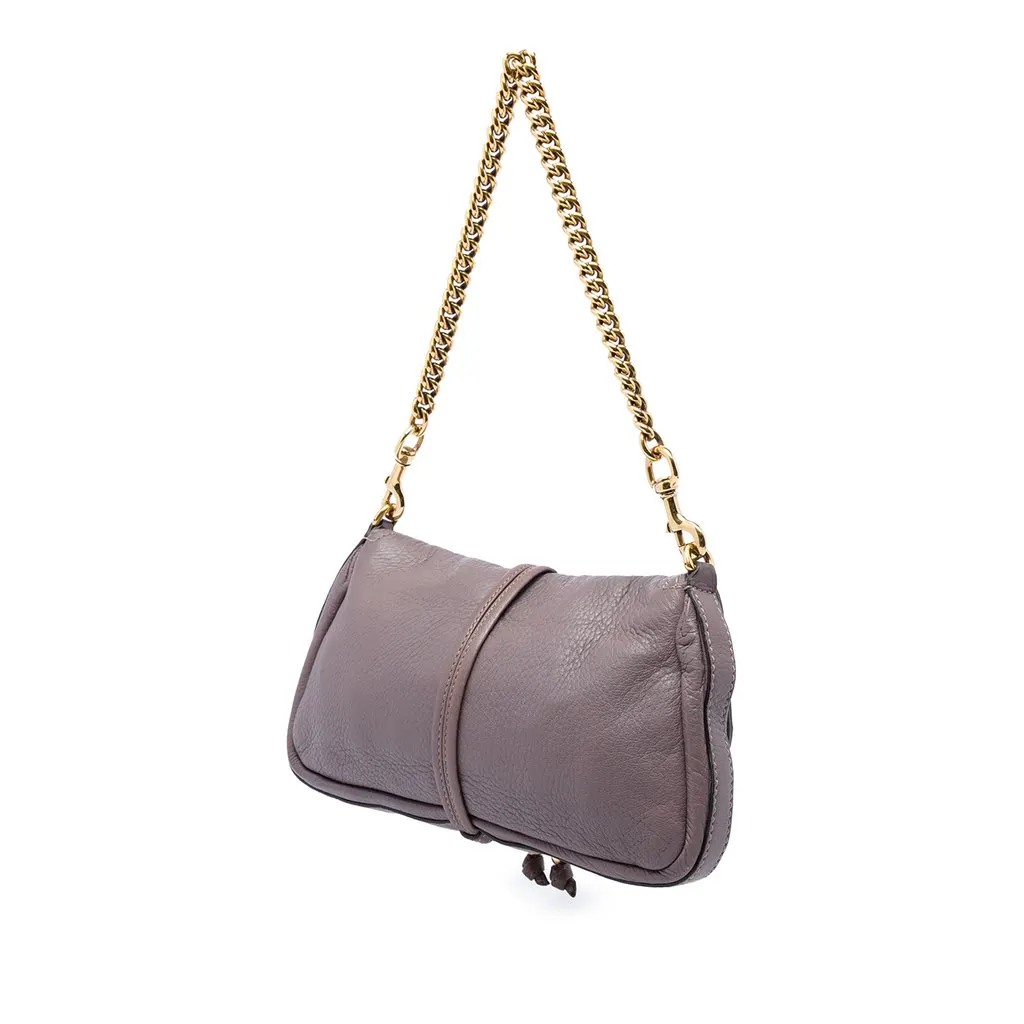 Gucci Calfskin Bamboo Croisette Shoulder Bag Purple Leather Very good - Back View