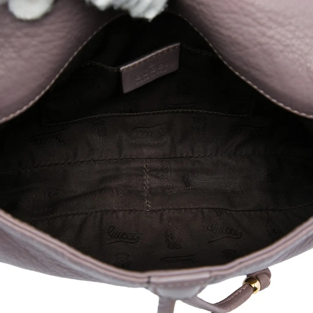 Gucci Calfskin Bamboo Croisette Shoulder Bag Purple Leather Very good - Model View