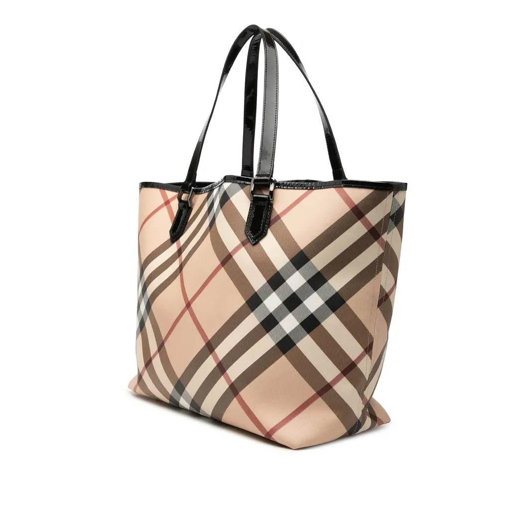 Burberry Supernova Check Coated Canvas Tote Beige Very good - Back View