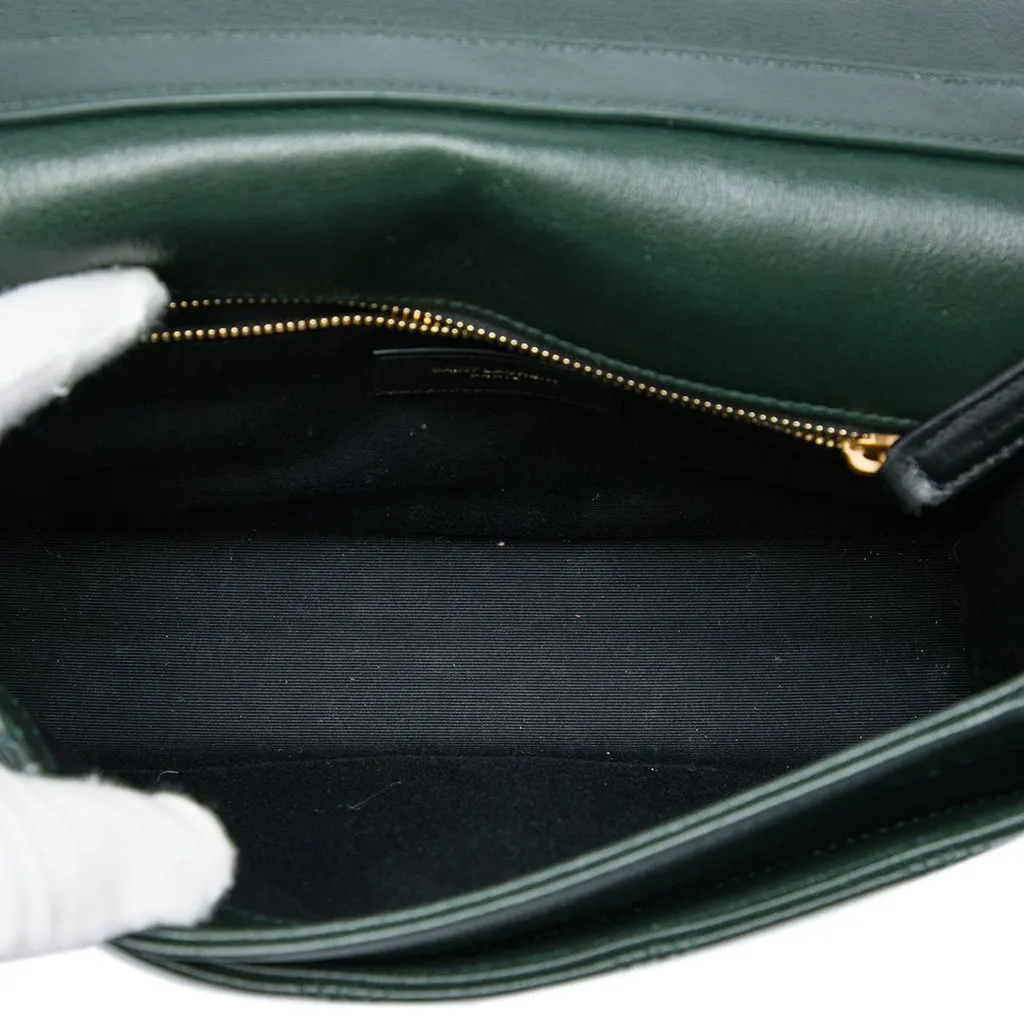Saint Laurent Small Quilted Lambskin Becky Chain Shoulder Bag Green Leather Very good - Model View