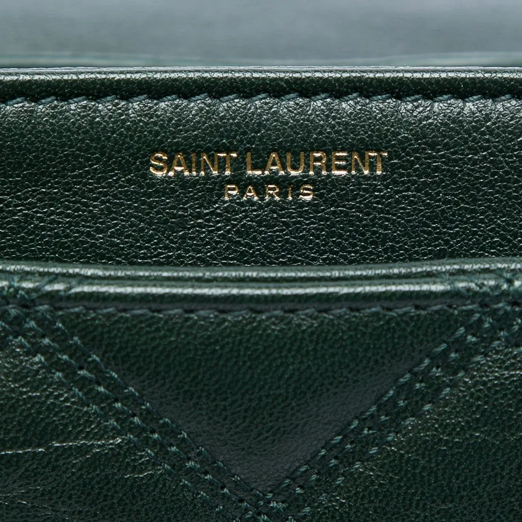 Saint Laurent Small Quilted Lambskin Becky Chain Shoulder Bag Green Leather Very good - Box View
