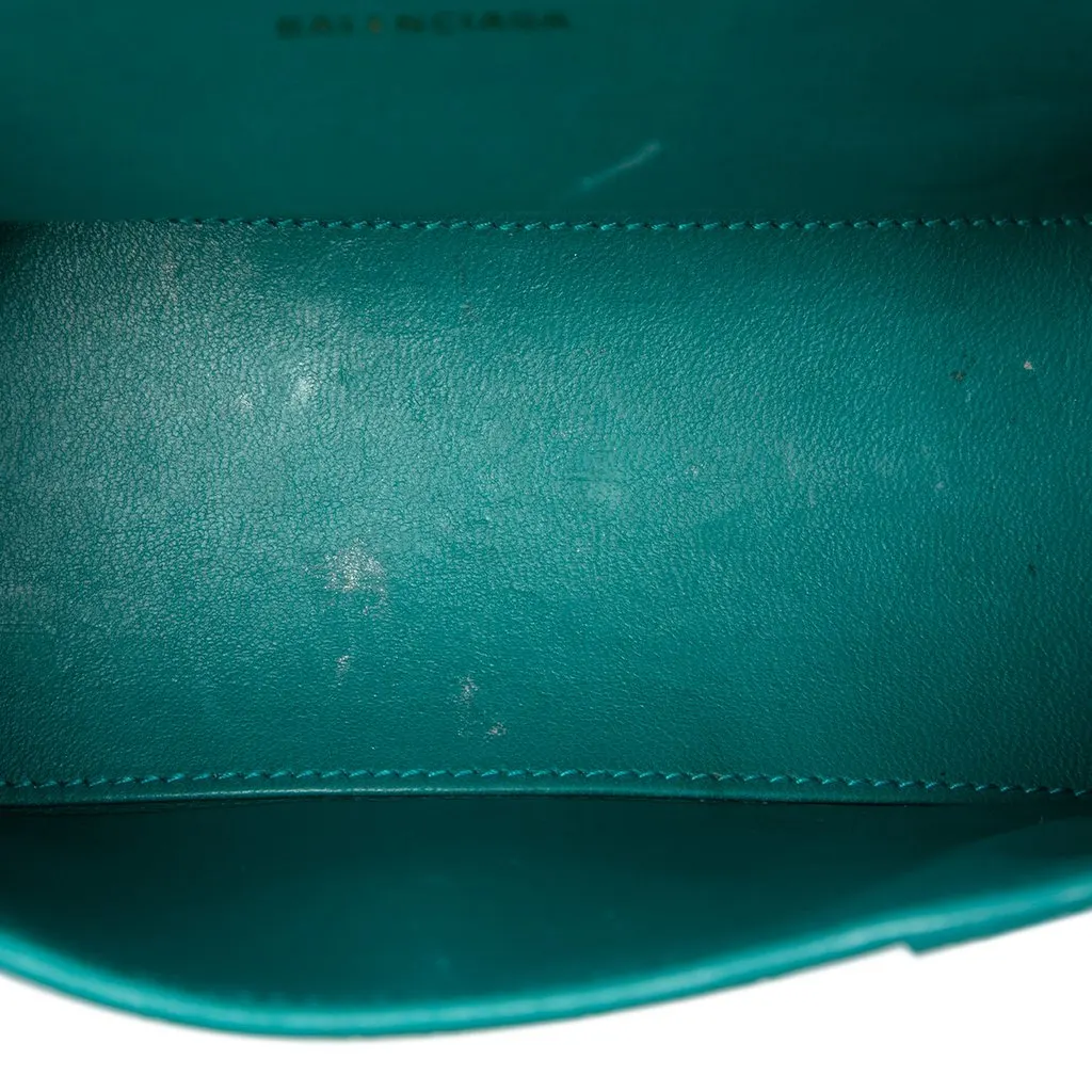 Balenciaga Croc Embossed Calfskin Hourglass Top Handle Bag XS Blue Leather Very good - Model View