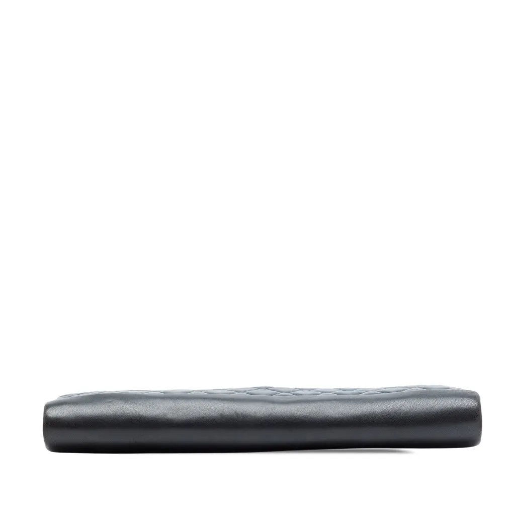 Chanel CC Quilted Lambskin Pearl Evening Baguette Clutch Blue Leather Very good - Inside View