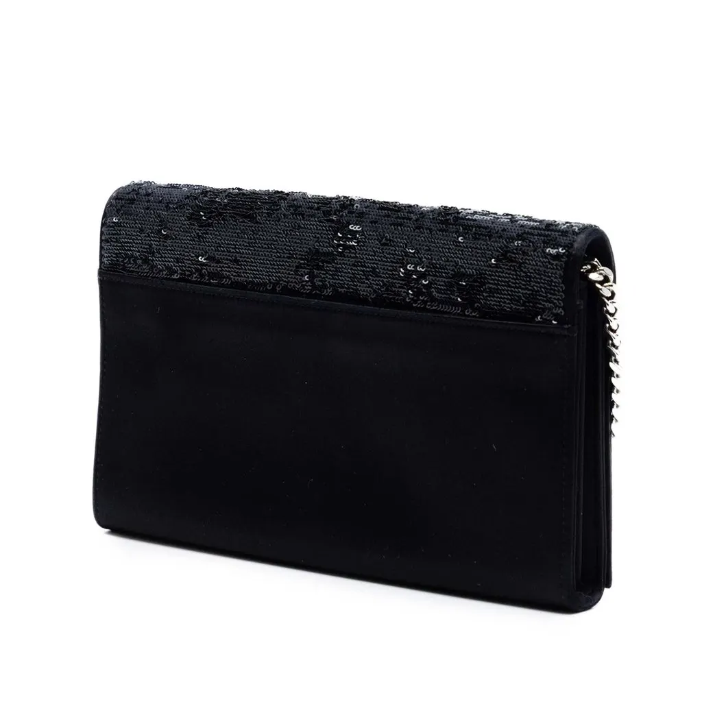 Saint Laurent Sequin Monogram Kate Wallet on Chain Black Bead Very good - Back View