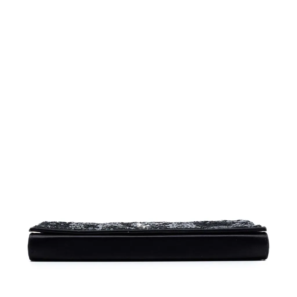 Saint Laurent Sequin Monogram Kate Wallet on Chain Black Bead Very good - Inside View