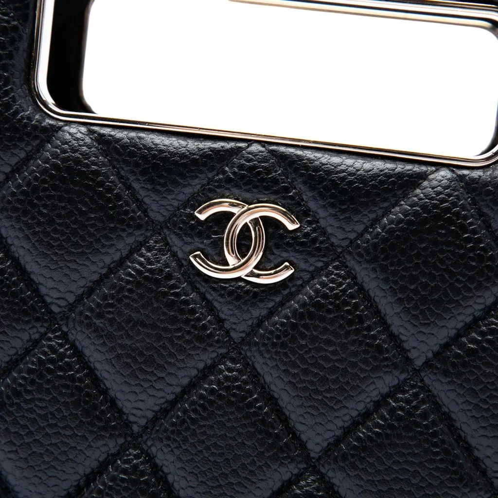 Chanel Quilted Caviar Chain Around Cut Out Evening Box Bag Black Leather Very good - Box View