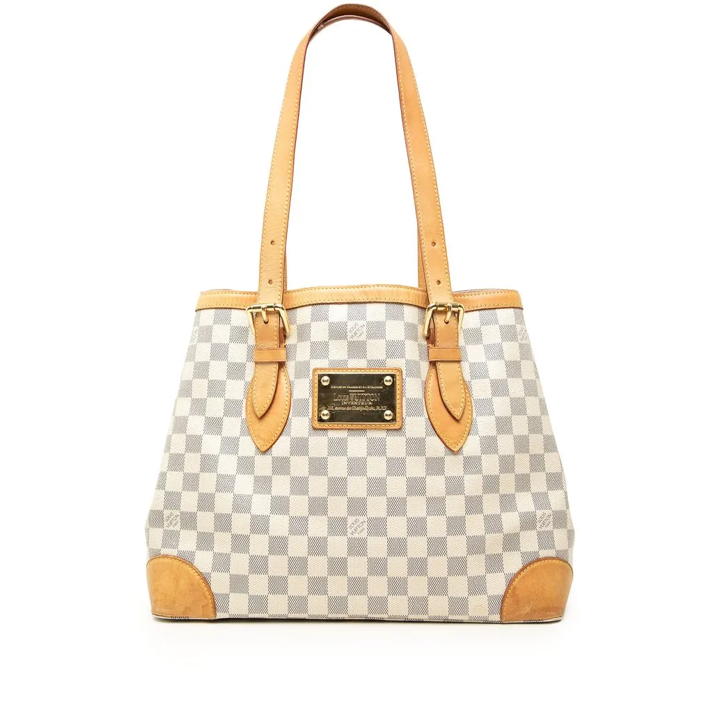 Louis Vuitton Damier Azur Hampstead MM White Good - Front View