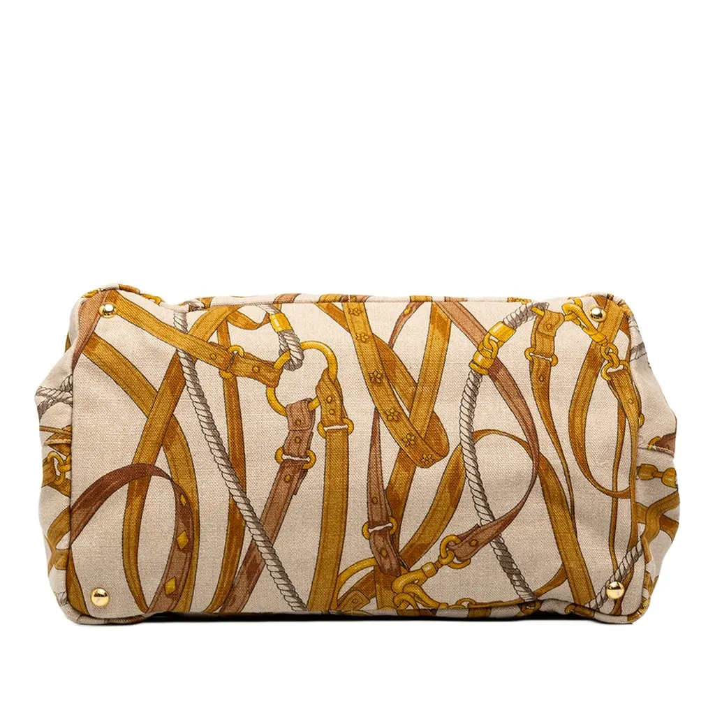 Prada Large Printed Canvas Canapa Stampata Tote Brown Canvas Good - Inside View
