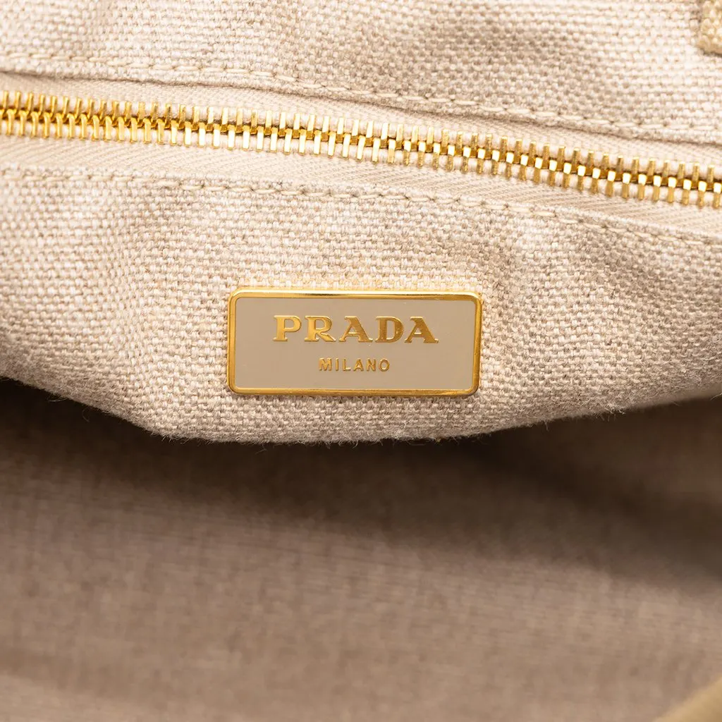 Prada Large Printed Canvas Canapa Stampata Tote Brown Canvas Good - Box View