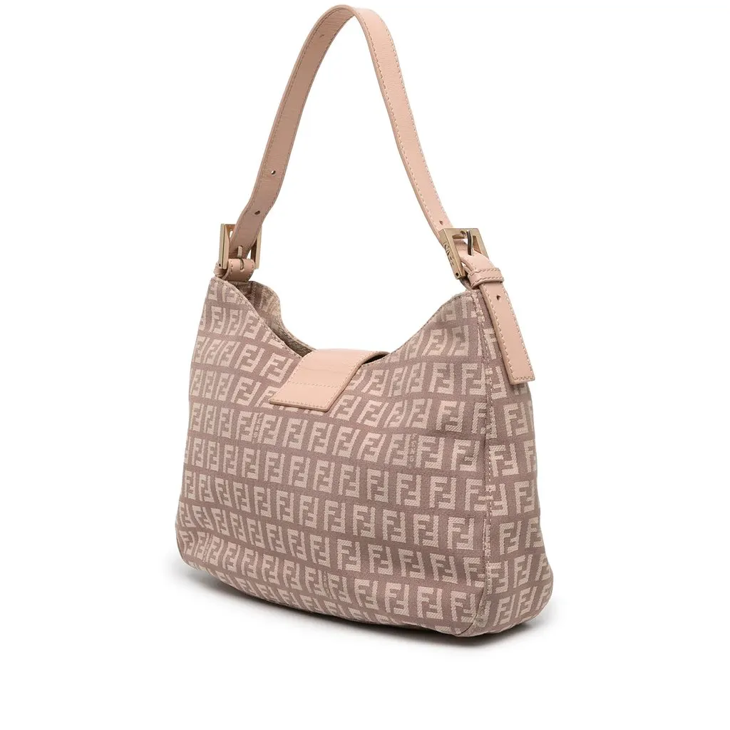 Fendi Zucchino Canvas Shoulder Bag Pink Canvas Very good - Back View