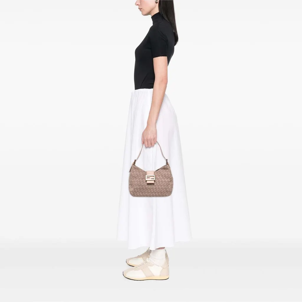 Fendi Zucchino Canvas Shoulder Bag Pink Canvas Very good - Box View