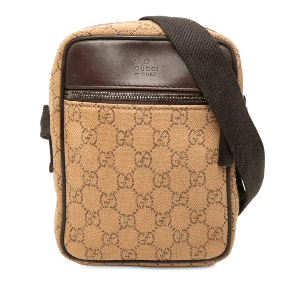Gucci GG Canvas Crossbody Brown Canvas Good - Front View