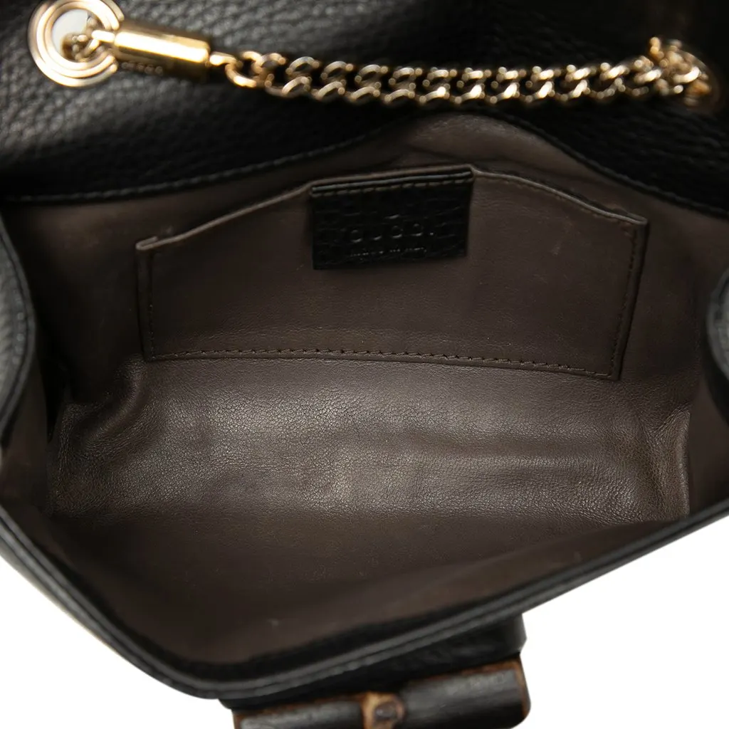 Gucci Small Calfskin Miss Bamboo Crossbody Black Leather Very good - Model View