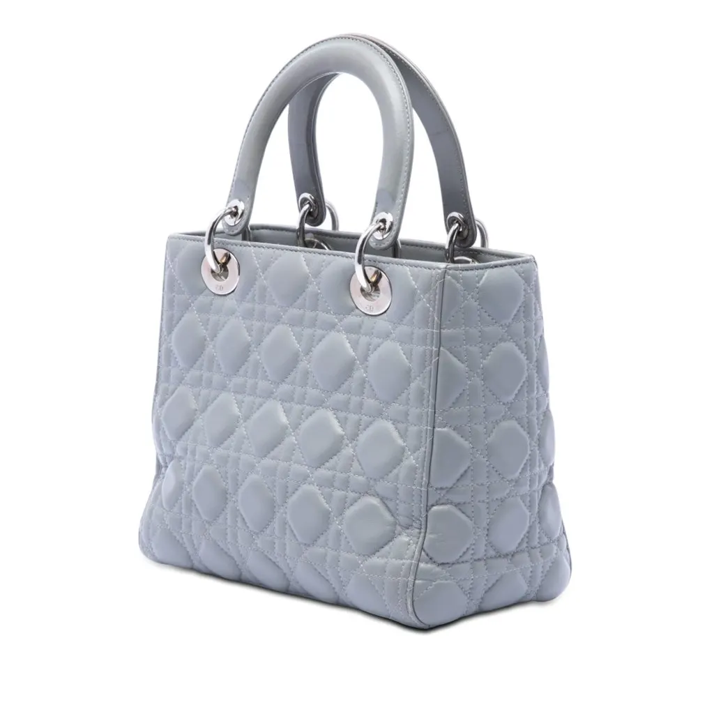 Dior Medium Metallic Lambskin Cannage Lady Dior MultiColor Leather Very good - Back View