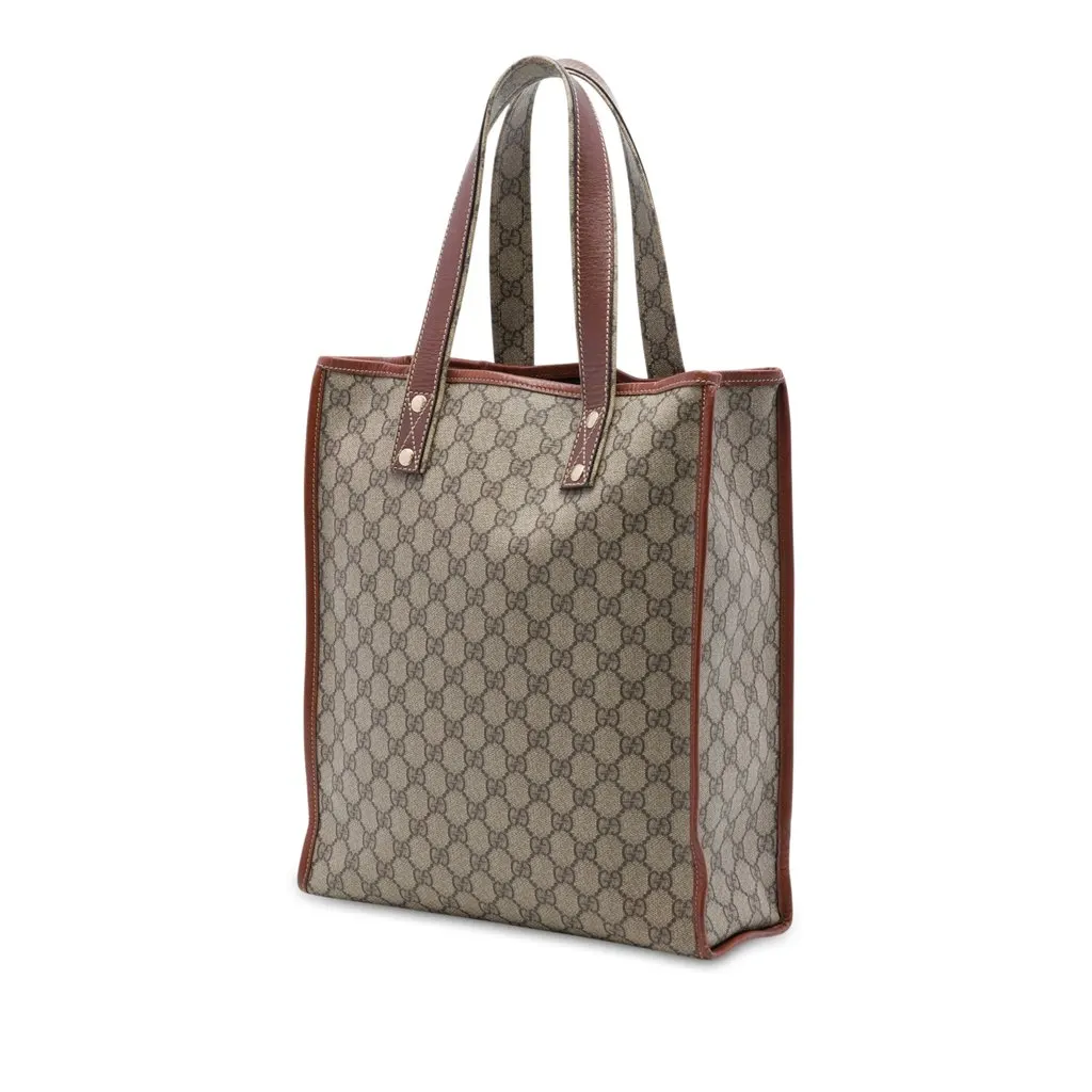 Gucci GG Supreme Web Tote Beige Canvas Very good - Back View