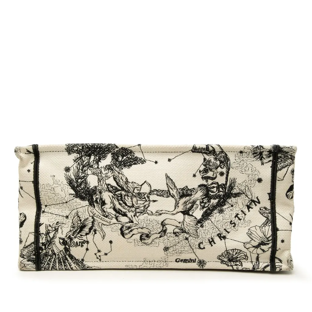 Dior Medium Canvas Embroidered Zodiac Toile De Jouy Book Tote White Canvas Good - Inside View