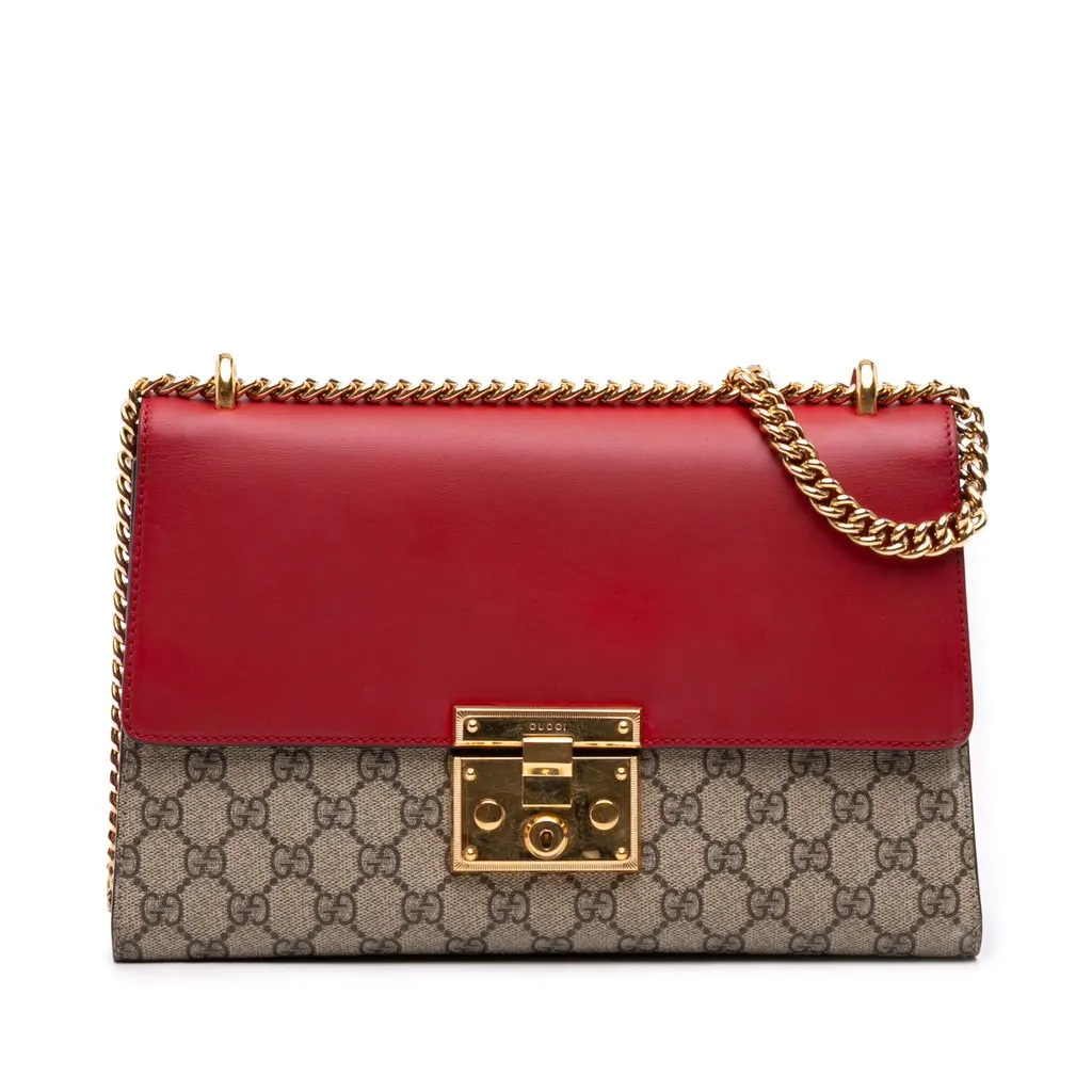 Gucci Medium GG Supreme Padlock Shoulder Bag Beige Canvas Very good - Front View