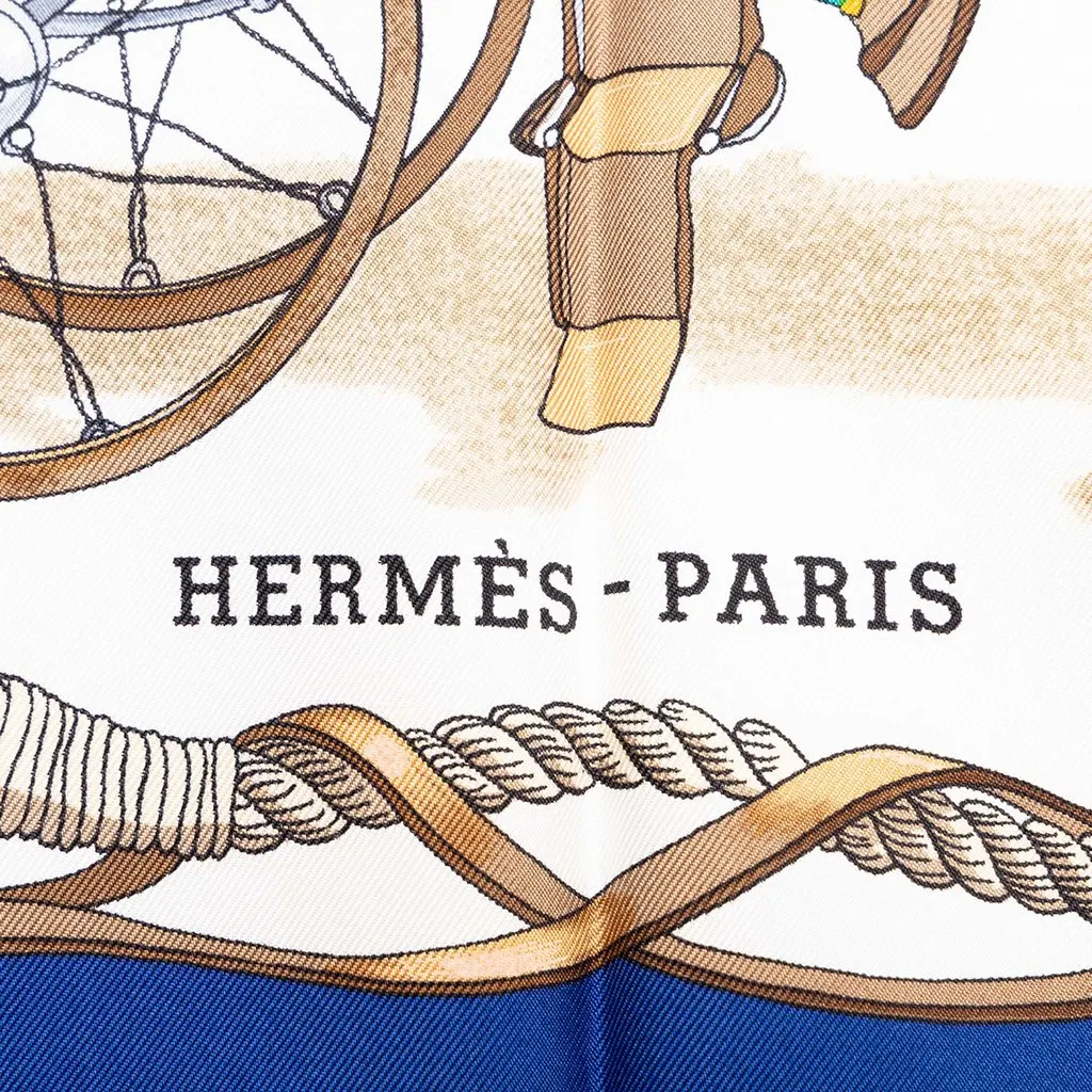 Hermès Musee Silk Scarf 90 Blue Silk Very good - Box View