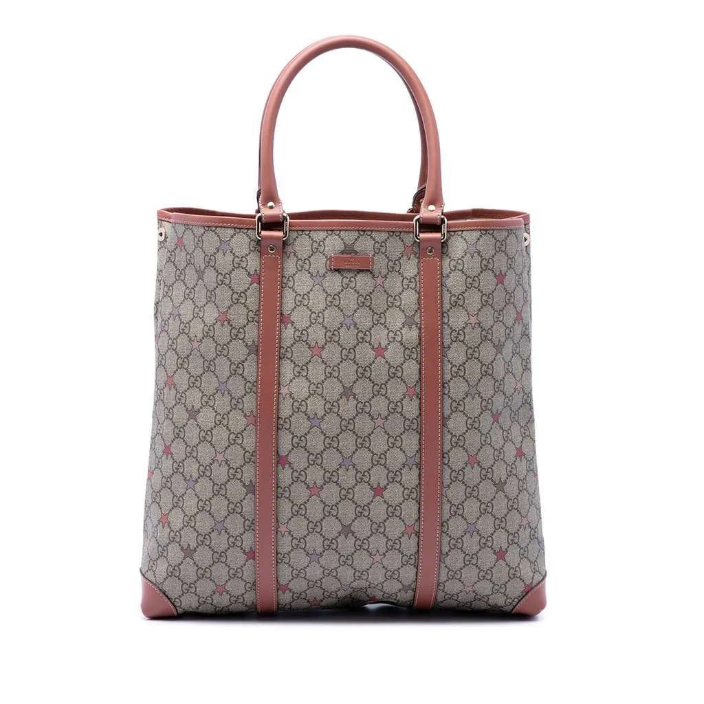 Gucci GG Supreme Star Joy Vertical Tote Beige Very good - Front View
