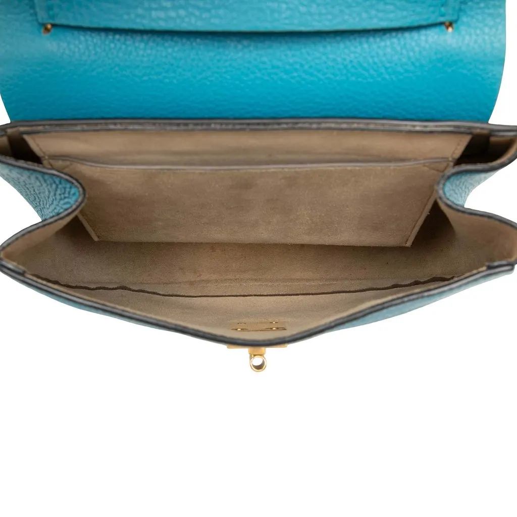 Chloé Small Leather Drew Crossbody Blue Leather Good - Model View