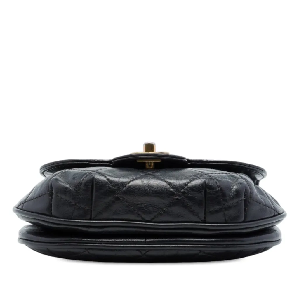 Chanel Small Quilted Glazed Calfskin Bubble CC Flap Black Leather Very good - Inside View